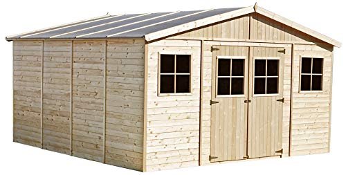 Wooden Garden Shed Apex Shiplap Wooden Shed with Windows 14X14 ft 16M2 Wooden Garden