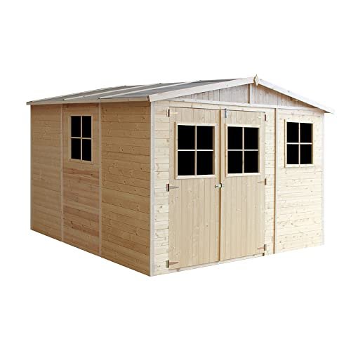 Wooden Garden Shed Apex Shiplap Wooden Shed with Windows 11X10 ft 9m2 Wooden Garden