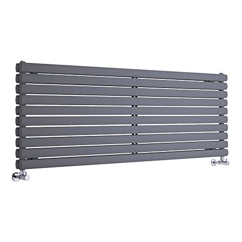 Milano Aruba Modern Anthracite Horizontal Double Panel Oval Column Radiator 590mm x 1790mm