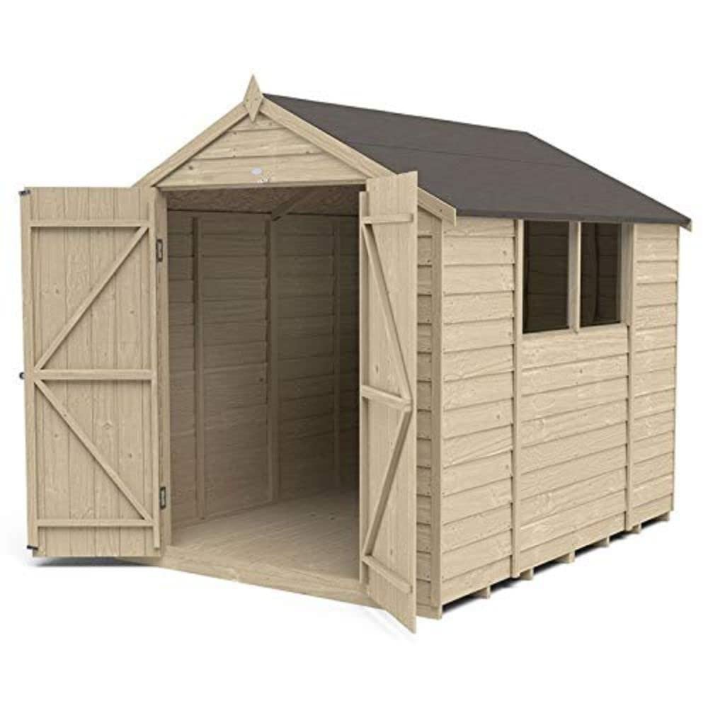 Forest Garden Overlap Pressure Treated 8x6 Apex Shed Double Door