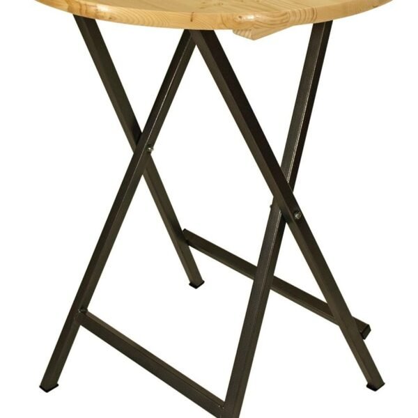 DEGAMO Stehtisch ZÜRICH 78cm rund, Stahlgestell grau + Holzplatte, klar lackiert, klappbar