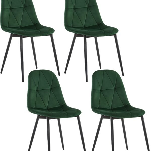 Lestarain Esszimmerstühle 4er Set Samt Dunkelgrün