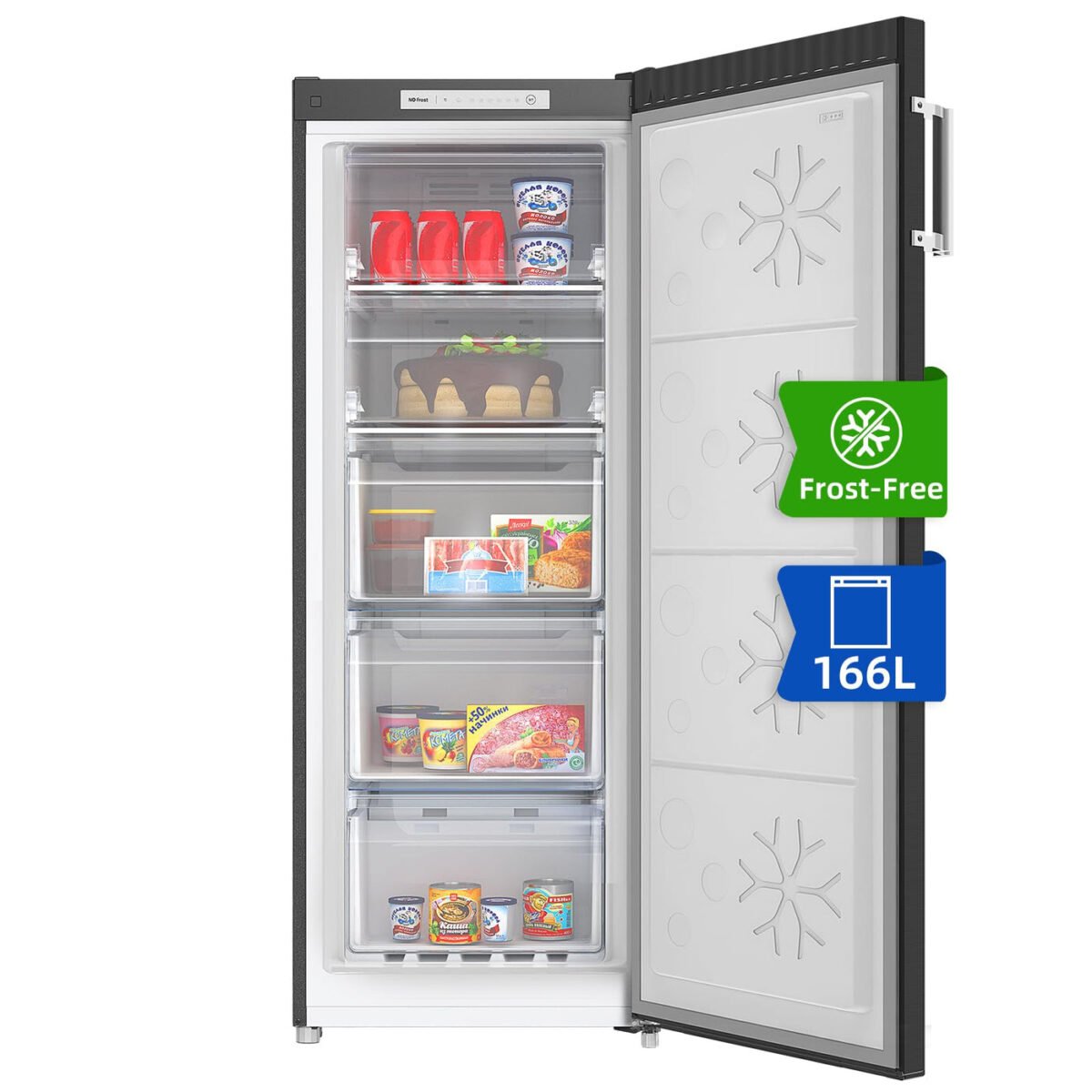 CHiQ Upright Freezer Frost Free 166L 5 Large Drawers Multi Air Flow Adjustable Thermostat