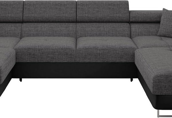 Mirjan24 Torezio Bis Ecksofa U-Form mit Schlaffunktion & Bettkasten, Wohnlandschaft mit verstellbaren Kopfstützen