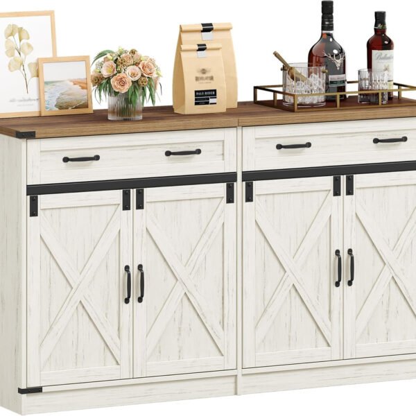 Hzuaneri Sideboard, Buffetschrank mit 2 Schublade, 4 Türen