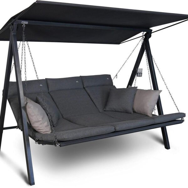 ANGERER Hollywoodschaukel Lounge Smart 3-Sitzer mit Bettfunktion & Sonnendach – Gartenschaukel mit Liegefunktion, Made in Germany