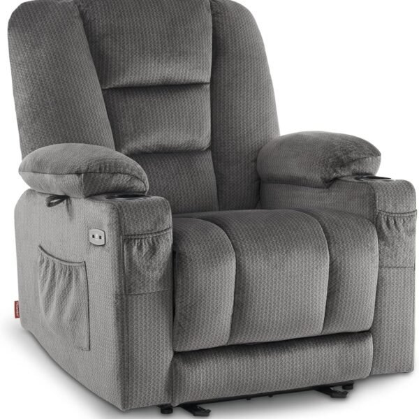 M MCombo Elektrischer Fernsehsessel Relaxsessel mit Liegefunktion, Massage & Wärme, USB-Anschluss, verstellbarer TV Sessel für Wohnzimmer